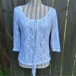 Abercrombie & Fitch peasant White sheer floral lace top size medium